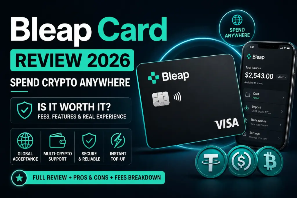 Bleap Card physical and virtual crypto debit card with cashback and zero fees, reviewed for 2026