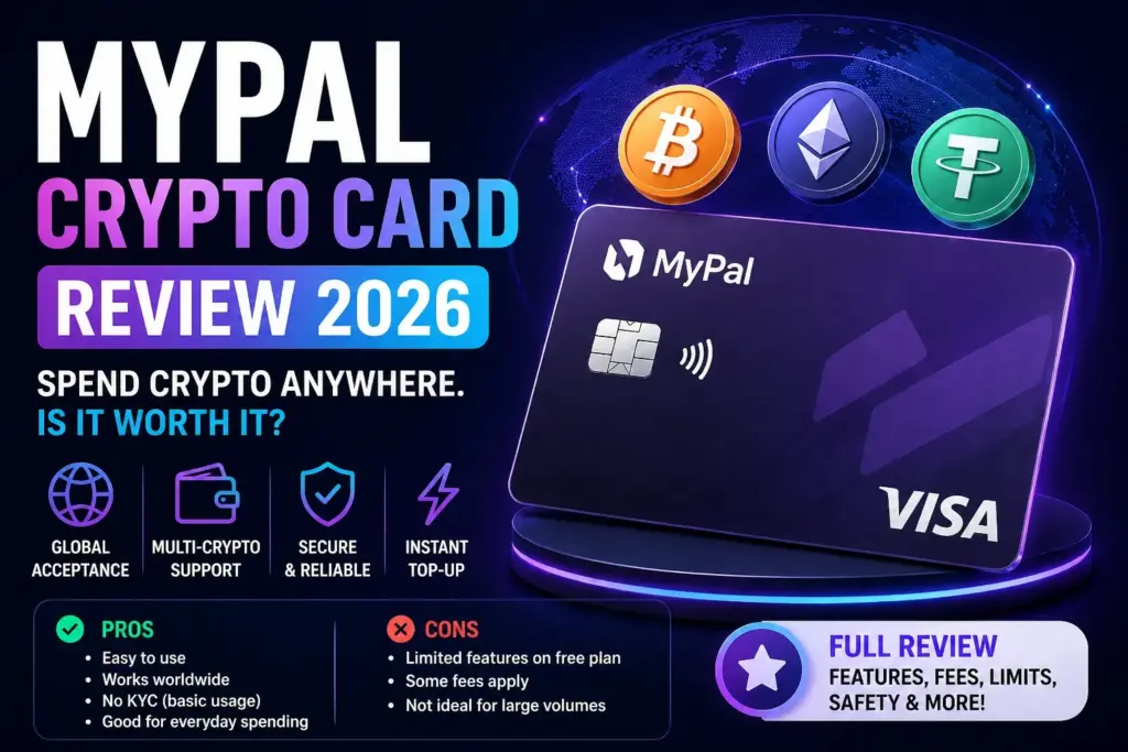 MyPal USDT crypto Visa card with Apple Pay and Google Pay support for global spending in 2026